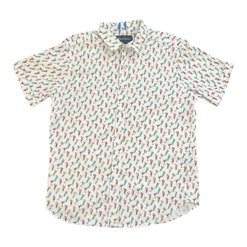 Robert Graham CIN CIN Tropical Drinks Tailored Fit Short Sleeve Summer Size L